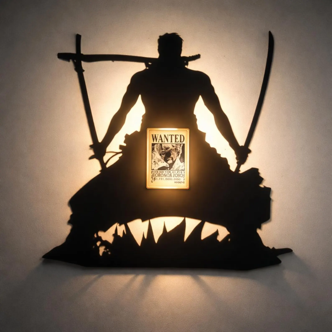 Lampara de pared 3D sombra Zoro